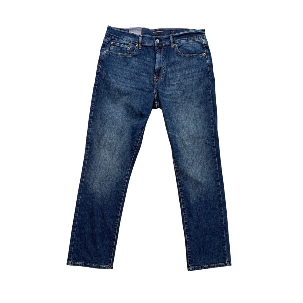Lucky Brand Jeans Mens 34 Denim 410 Athletic Straight Stretch Zip Fly Whiskered